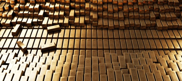 Gold Bars 3D realistic rendering.
